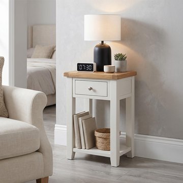 Melbourne console table - 1 drawer - white and wood