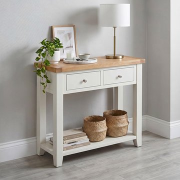 Melbourne console table - 2 drawer - white and wood