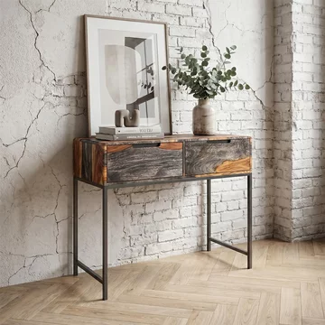 Goa console table - 2 drawer - dark sheesham wood