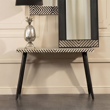 Boho console table - black bone inlay - 110cm