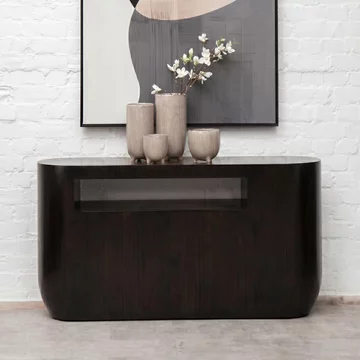 Gabelle console table - oval - dark bamboo wood