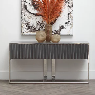 Genoa console table - fluted - grey