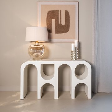 Bloomstone white lime plaster large console table