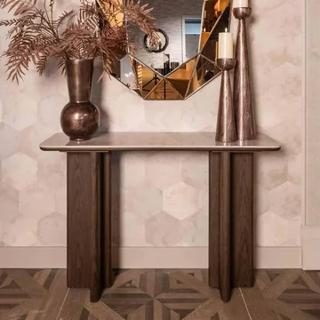 Colson curved console table - brown - ceramic