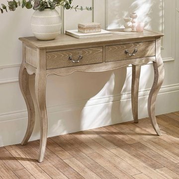 Camille console table - 2 drawer - french style - natural - limed oak