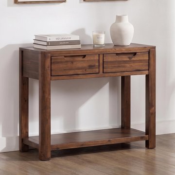 New monterey console table - 2 drawer - walnut - acacia wood