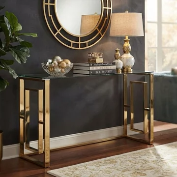 Clearance - allure console table - clear and gold - glass and metal - fss16606