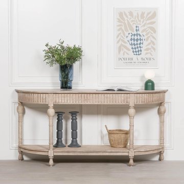 Acacia wood curved console table - large