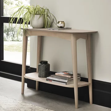 Dansk scandi oak console table - 1 shelf