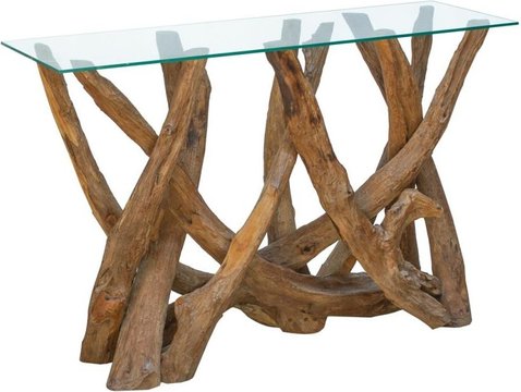 Branchwood console table - glass top