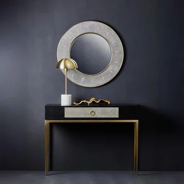 Deruta console table - grey faux shagreen - 1 drawer
