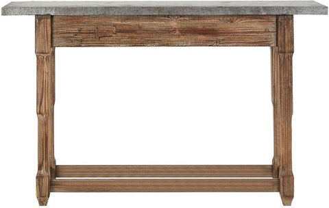 Elementary console table - grey metal and antique wood