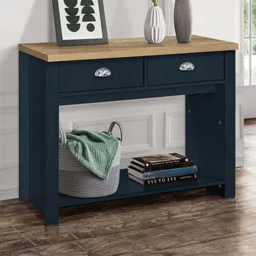 Highgate console table - 2 drawer - navy blue painted