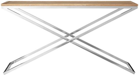 Holland console table - oak and silver metal