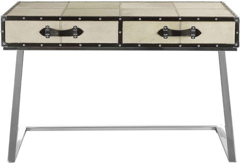 Kensington townhouse console table - 2 drawer - beige faux fur