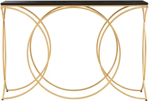 Kia console table - black marble with gold metal