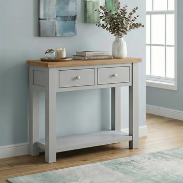 Lundy console table - 2 drawer - grey painted