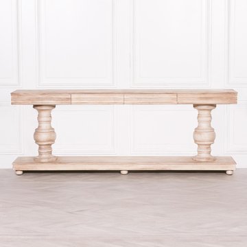 Mango wood console table - 2 drawer - extra large