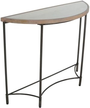 Mango wood - half moon table with metal base