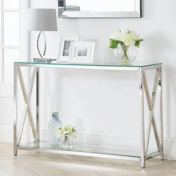 Miami console table - 120cm - glass and chrome