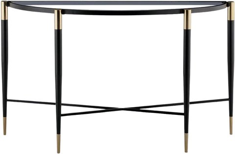 Harlinne console table - clear glass and black - half moon