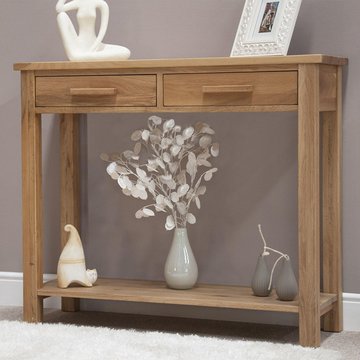 Opus console table - 2 drawer - oak