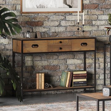 Ooki reclaimed wood console table - 4 drawer