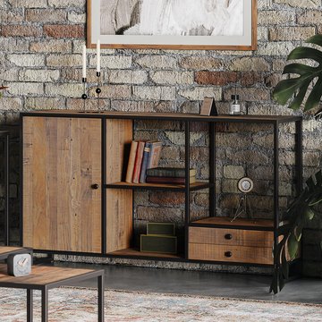 Ooki reclaimed wood console table - open