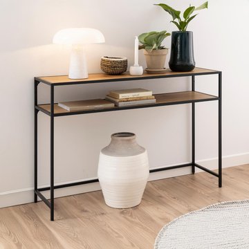 Seaford console table - oak and black metal