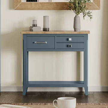 Signature blue console table - 3 drawer