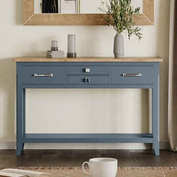 Signature blue console table - 4 drawer