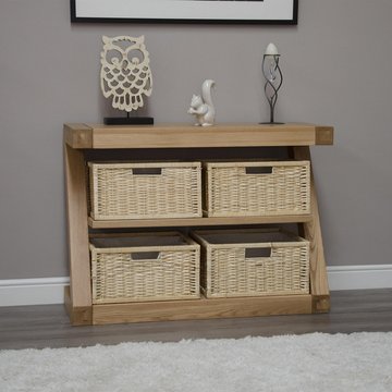 Z designer console table - basket - oak