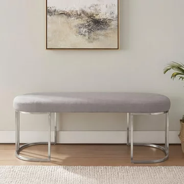 Gilden bench - curved - grey fabric with silver legs