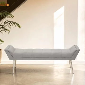 Gilden bench - grey fabric with silver angular legs