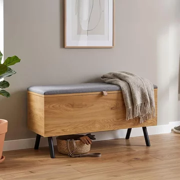 Barco storage bench - grey and natural - fabric and wooden