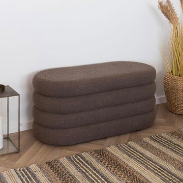 Dartford bench - brown boucle fabric - oval - storage