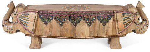 Taconite bench - mango wood - painted - elephant