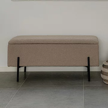 Watford bench - beige boucle fabric - storage