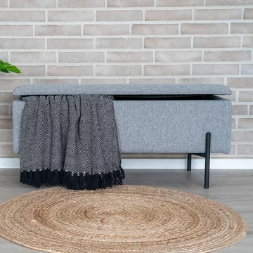 Watford bench - light grey fabric - storage