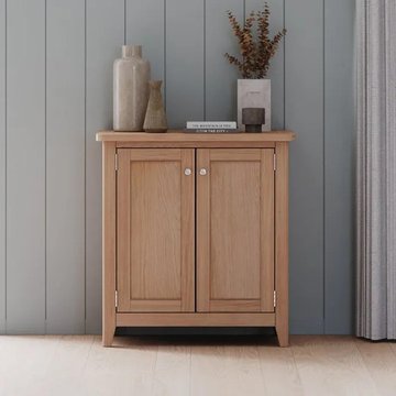 Arden oak compact 2 door storage cabinet