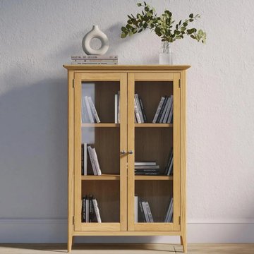 Selene oak glazed hall cabinet