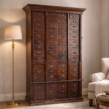 Unique one of a kind - storage cabinet - apothecary - multi-drawer - vintage brown - wooden