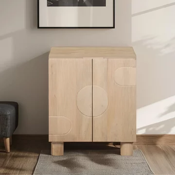 Austin hall cabinet - 2 door - fluted - natural - mango wood