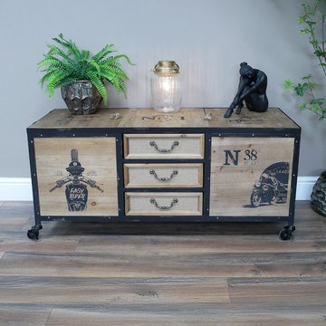 Trunk storage cabinet - wood and metal - industrial