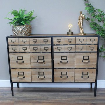 Cabinet - 4 door - wide - wood and metal