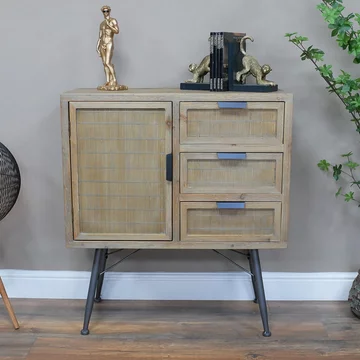 Storage cabinet - wooden - 1 door - 3 drawer - small