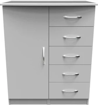 Eve hall cabinet - 1 door 5 drawer - grey