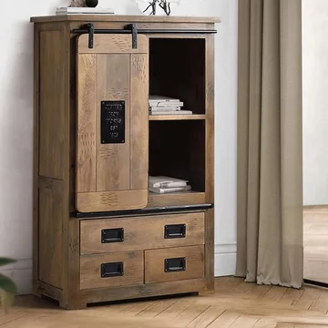 Iron works hall cabinet - mango wood - 1 door