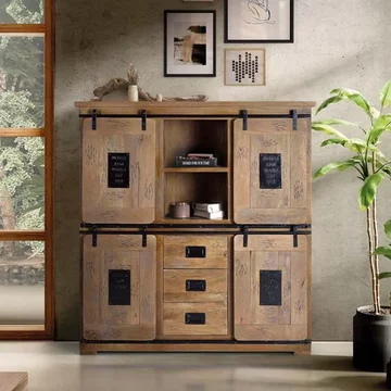 Iron works cabinet - mango wood - 4 door