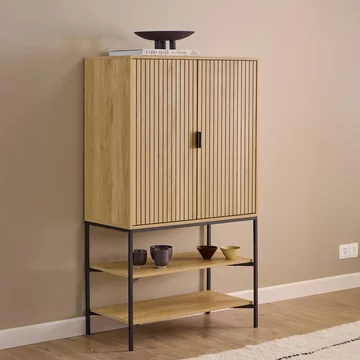 Jaipur hall cabinet - 2 door - fluted - oak
